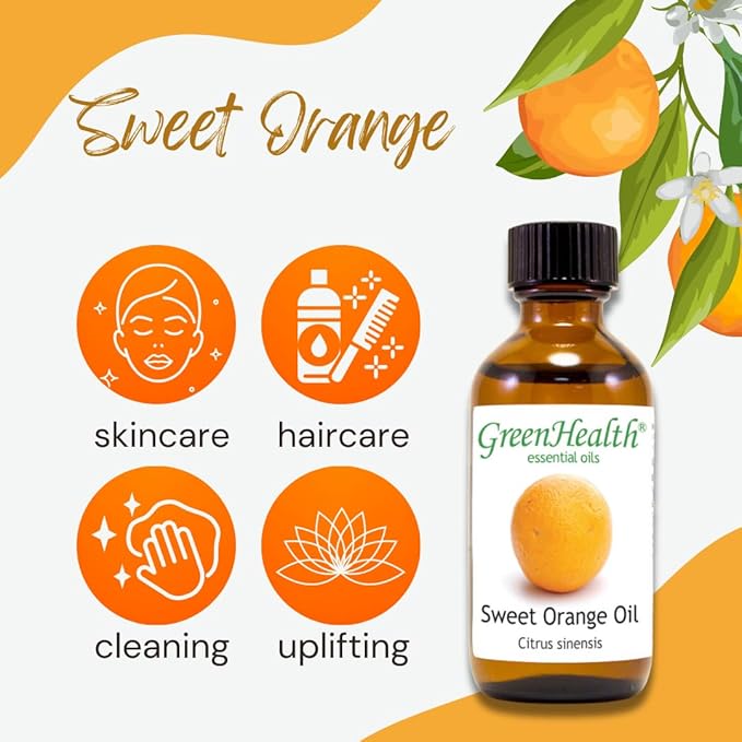 Sweet Orange Essential Oil - 1 Gallon - Plastic Jug - 100% Pure & Uncut - GreenHealth