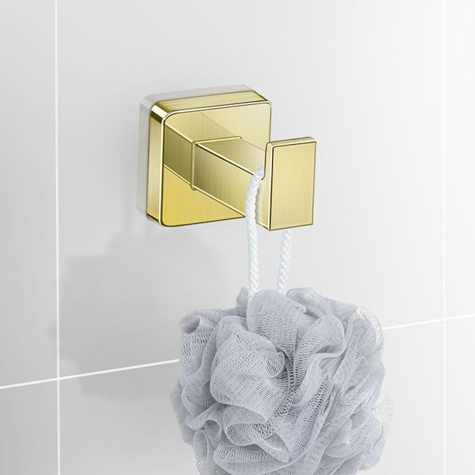 Bathroom Hardware Set 4 Pieces, Stainless Steel Gold Towel Bar Set, Includes 24In Towel Bar, Towel Ring, Robe Towel Hooks,Toilet Paper Holder, Bathroom Towel Rack Set