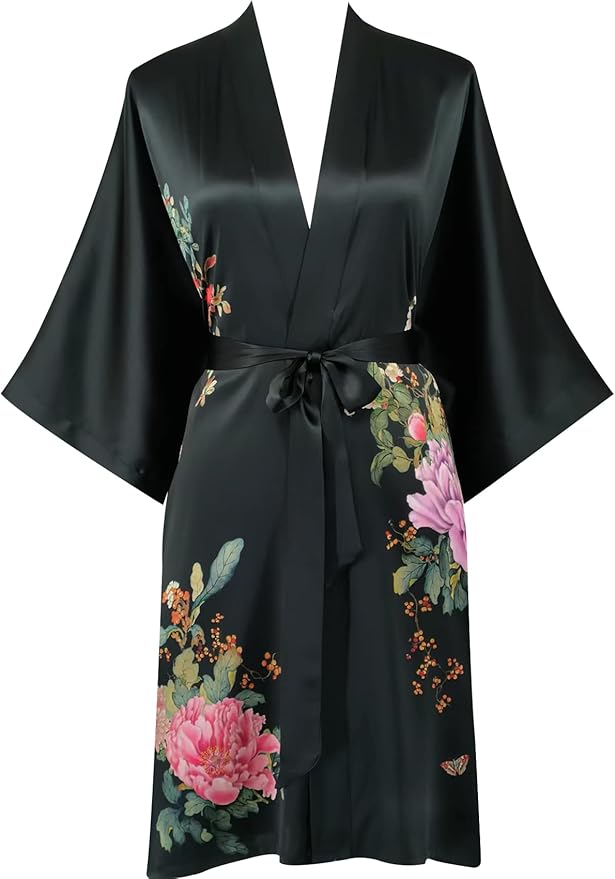 women's 100% silk kimono, short bathrobe pajamas, kimono pajamas