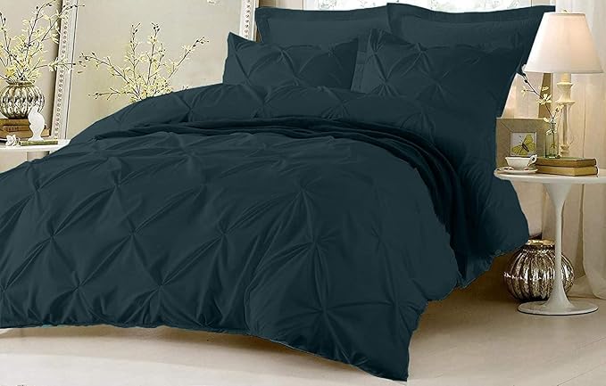 Pinch Pleated Egyptian Oversized King Duvet 800 Thread Count 100% Egyptian Cotton 3 Piece Cover for Comforter Solid Pattern Quality Breathable Long Lasting Satee Weave Qulit Duvet Cover (Teal)