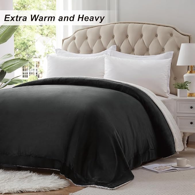 KAWAHOME Sherpa Fleece Throw Blanket for Bed - Extra Warm and Heavy Thick Throw Blankets for Winter, Super Soft 500GSM Plush Blanket, 50"X 60" Dark Grey