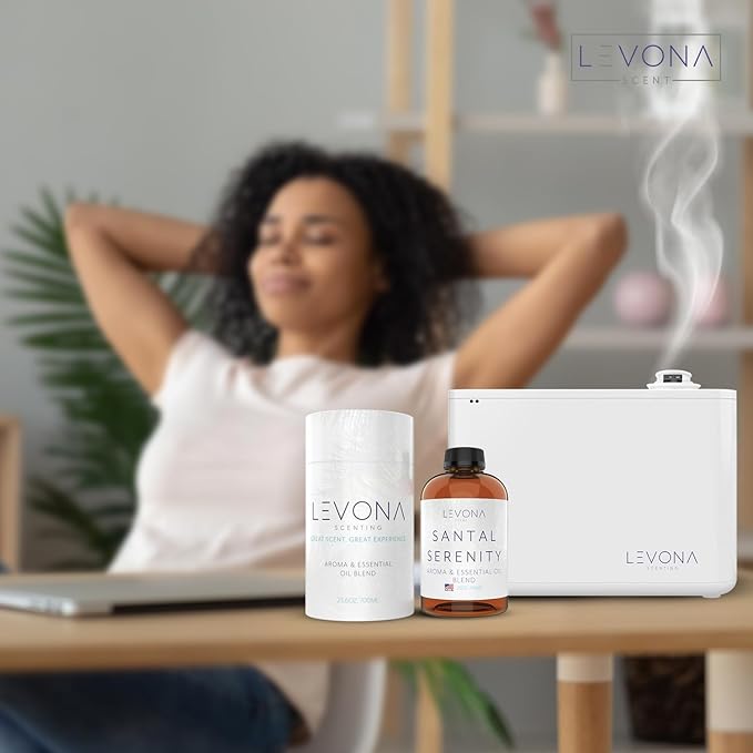 Levona Scent Essential Oils - Scents for Home, Hotel & Office Use - Perfect for Home Diffuser & Humidifiers - Aroma Fragrance Oil, Ideal for Massage, Relaxation, and Spa - Santal Serenity, 700ml