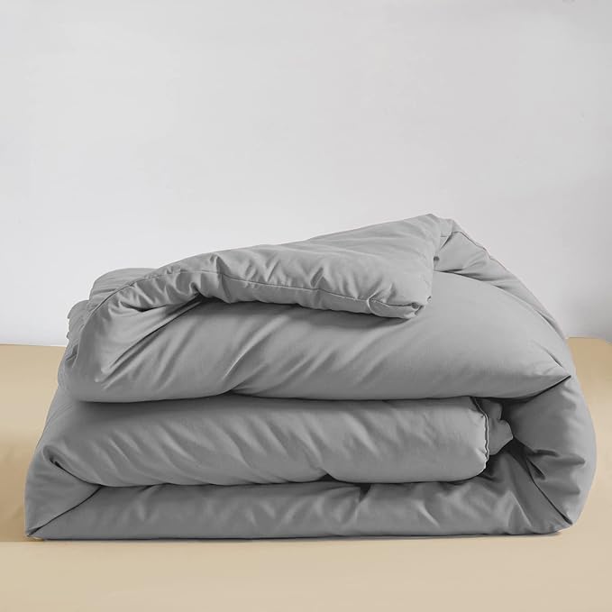 KAREVER Silver Comforter Queen Light Gray Bedding Set 3 Pieces Comforter Set 1 Queen Comforter (90x90 inches) with 2 Pillowcases (20x26 inches)