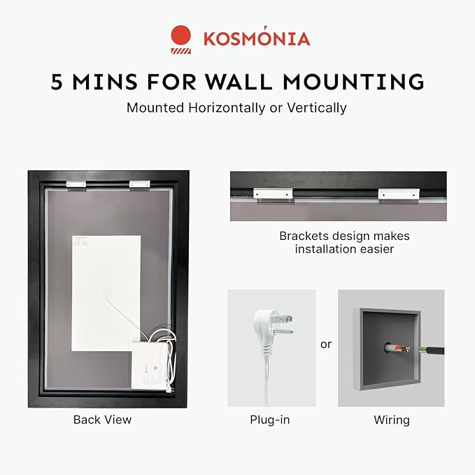 32x40'' LED Bathroom Mirror w/Light, Aluminum Frame, Dimmable Front & Backlit, Anti-Fog, Distortion Free, Light Memory, Tempered & Shatter-Proof Wall Mounted Vanity Silver Coating Mirror