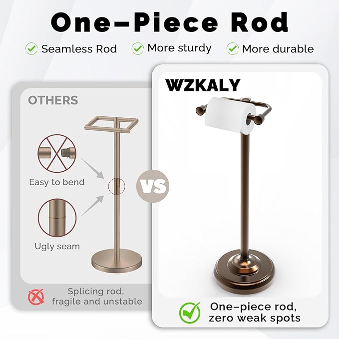 Toilet Paper Holder Stand, Bronze Toilet Paper Holder Free Standing, Post Pivoting Design & Stable Weighted Base SUS304 Stainless Steel for Bathroom (Mega Roll)