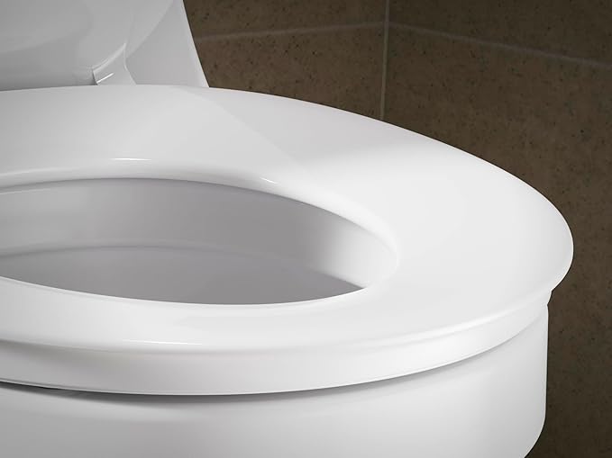 KOHLER 57778-GCF-0 Cymbal ReadyLatch Quiet-Close Soft Close Toilet Seat Round, Flexible CoreFlex Material, Wider Toilet Seat Surface, Home Essentials, White with Ice Grey Core Center