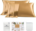 PROMEED 23 Momme Silk Toddler Pillowcase 2 Pack with Free Laundry Bag, Natural Highest Grade 6A+ 100% Mulberry Silk Pillow Case Set of 2, Zipper (Toddler/Travel 13"x18", Gold)