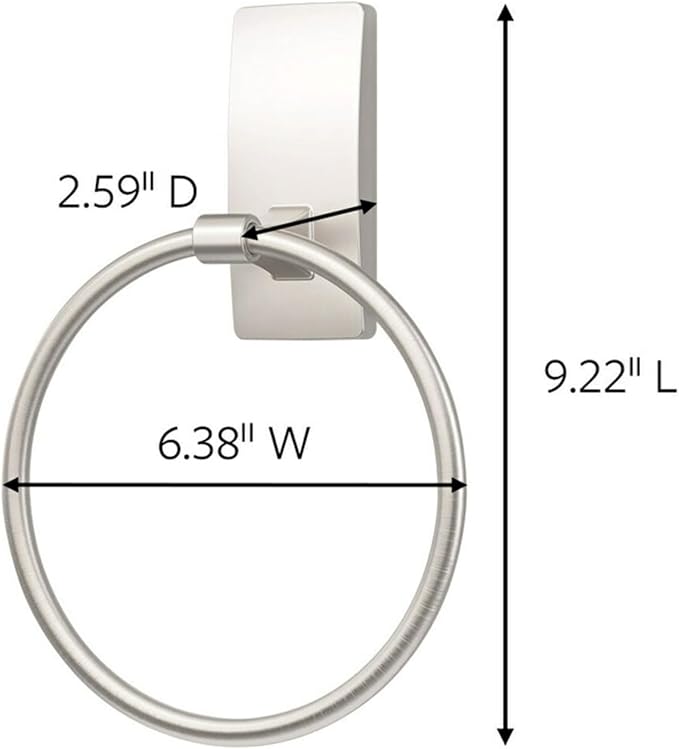 Command Hand Towel Holder Satin Nickel with Water Resistant Command Strips, Rust Resistant Bathroom Organizer, Holds up to 5 lbs, Large