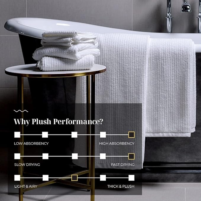 LUXOME Luxury Performance 2-Piece Bath Towel Set | Dual-Loop Design | Ultra Soft | Highly Absorbent | Quick Drying | Sail (White)