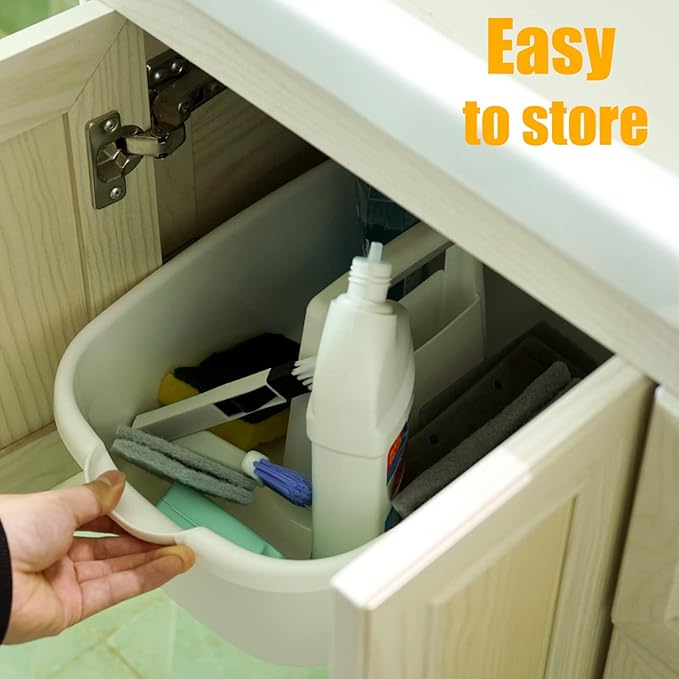 2-Pack Large White Cleaning Caddy for Cleaning Supplies with Handle - Portable Plastic Tote Organizer for Shower, Bathroom, Kitchen, Under Sink Storage