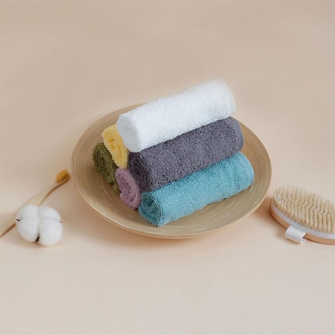 SEMAXE 100% Cotton Washcloths for Bathroom - 24 Pack, Quick-Dry Face Towels with Hanging Loop, Highly Absorbent and Soft, 13x13 Inch, Blue