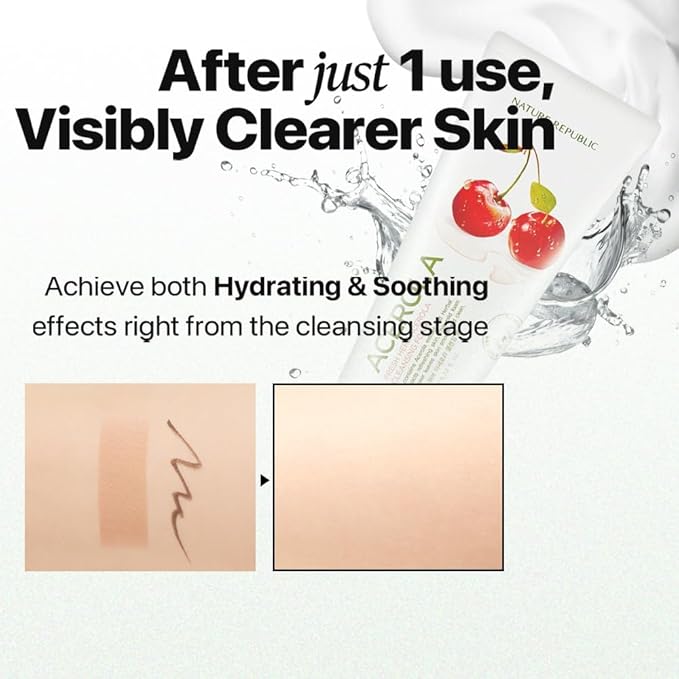 Nature Republic Fresh Herb Acerola cleansing foam Hydration & Moisturizing daily Makeup Remover, Nighttime Foaming Pore Cleansing aloe face wash,Korean Skin Care for All Skin Types 170ml / 5.74 fl Oz