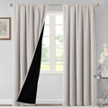 H.VERSAILTEX 100% Blackout Curtains for Bedroom Thermal Insulated Curtains & Drapes Blackout Curtains 84 Inches Long Rod Pocket Curtains for Living Room with Black Liner 2 Panels Set, Pumice Stone