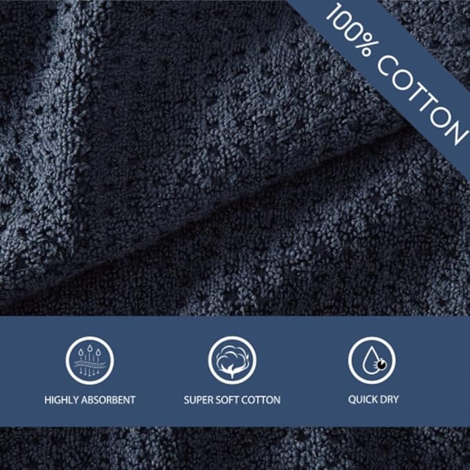 Tommy Bahama - Bath Towels, Highly Absorbent Cotton Bathroom Decor, Low Linting & Fade Resistant, Oeko-Tex Certified (Northern Pacific Maritime Navy, 6-Piece)
