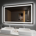 Amorho LED Bathroom Mirror 48" X36" with Front and Backlight, Stepless Dimmable Wall Mirrors with Anti-Fog, Shatter-Proof, Memory, 3 Colors, Double LED Vanity Mirror