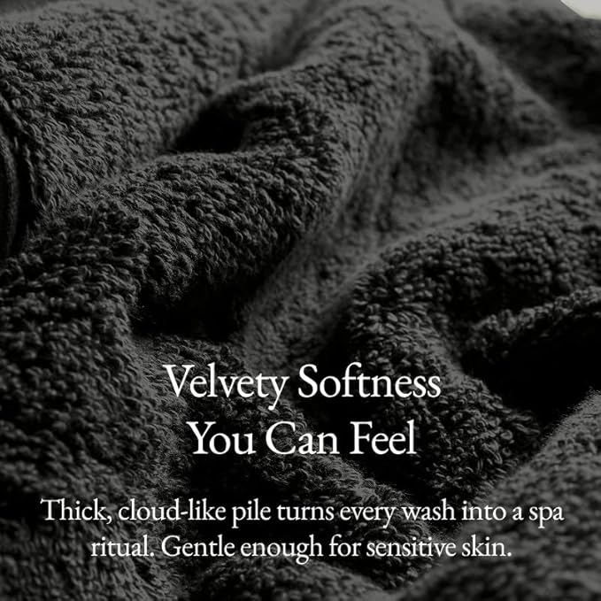 Italic Serene Ultraplush Cotton Towel Set, 4-Piece, 2 Bath Towels + 2 Hand Towels, Charcoal, Large, 800GSM, 100% Cotton, Heavy Duty, Resort Grade Towels (Charcoal)