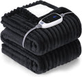 SEALY Electric Blanket Heated Throw, Soft Flannel to Sherpa Reversible Safe Heating with 6 Heat Settings & 2-10 Hours Auto Shut - Off Overheat Protection, Machine Washable, 50" x 60" Charcoal