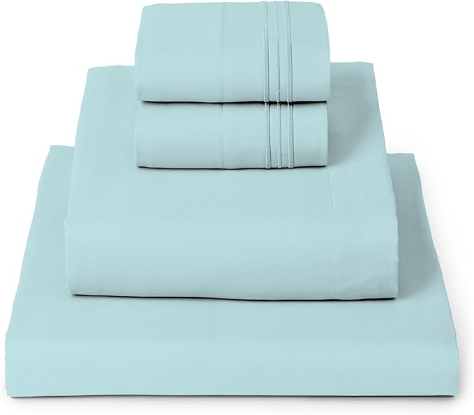 Mellanni California King Sheets Set - 4 PC Iconic Collection Bedding - Hotel Luxury, Extra Soft, Cooling Bed Sheets - Wrinkle, Fade, Stain Resistant (Cal King, Aqua)