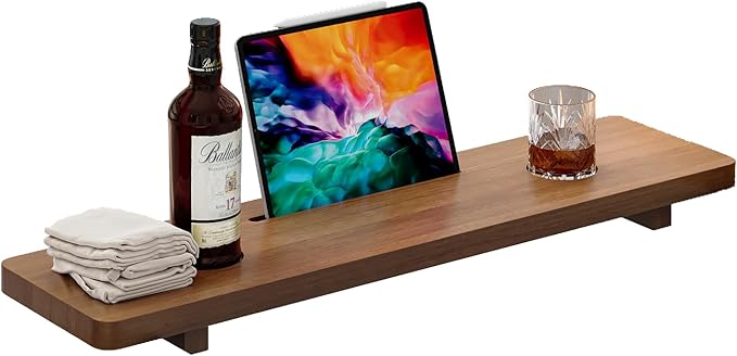 Premium 1.2IN Thickened African Solid Teak Bathtub Tray, 35” Waterproof Bath Caddy with Adjustable Legs, Bathtub Accessories, Fits Most Bath Tubs