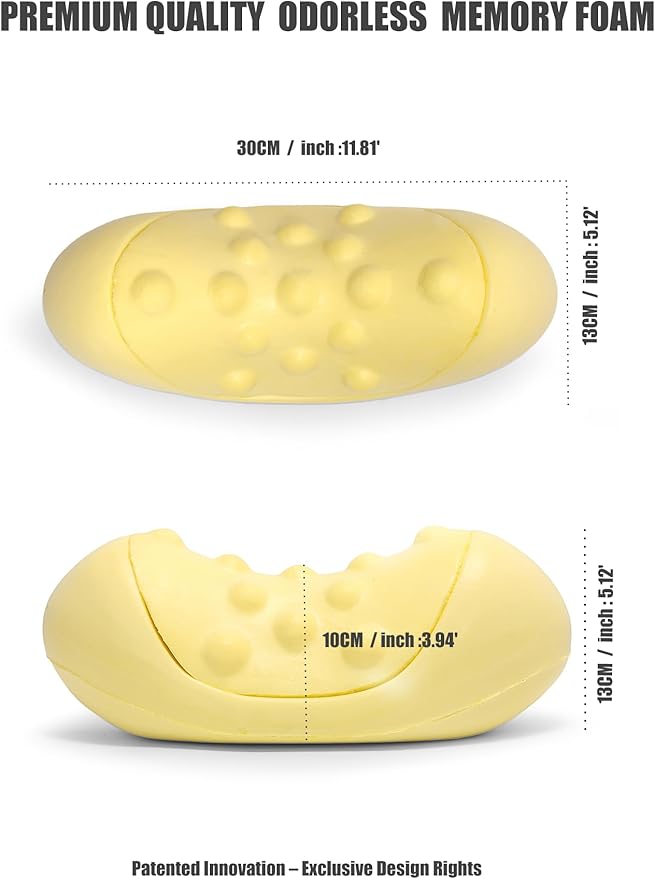 Bespilow Patented Dual-Layer Cervical Neck Roll Pillow-Comfort Top + Firm Memory Foam Base,Ergonomic Contour Support,Cooling Breathable Case- Relieves Neck Pain from Office,Travel,Sleep& Poor Posture