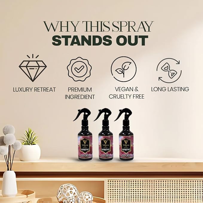 Room Spray Freshener - Long-Lasting Luxury Scents - Room and Linen Spray for Bedding, Sheets, Fabric, Furniture for Aromatherapy - 10.14 fl oz (Spring)