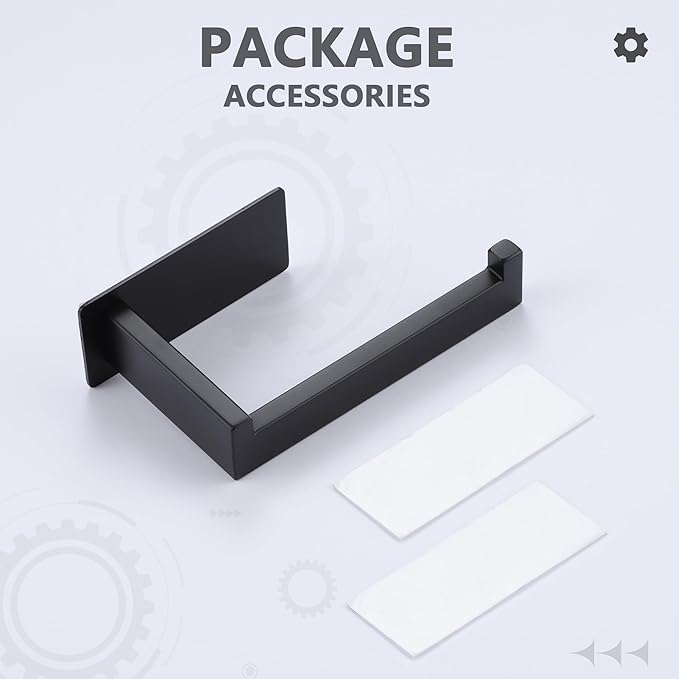 LANC Self-Adhesive Toilet Paper Holder, Matte Black Toilet Tissue Holder Wall Mounted for Bathroom Kitchen Stick On Paper Roll Holder with No Drilling Rustproof Stainless Steel, A8307MB