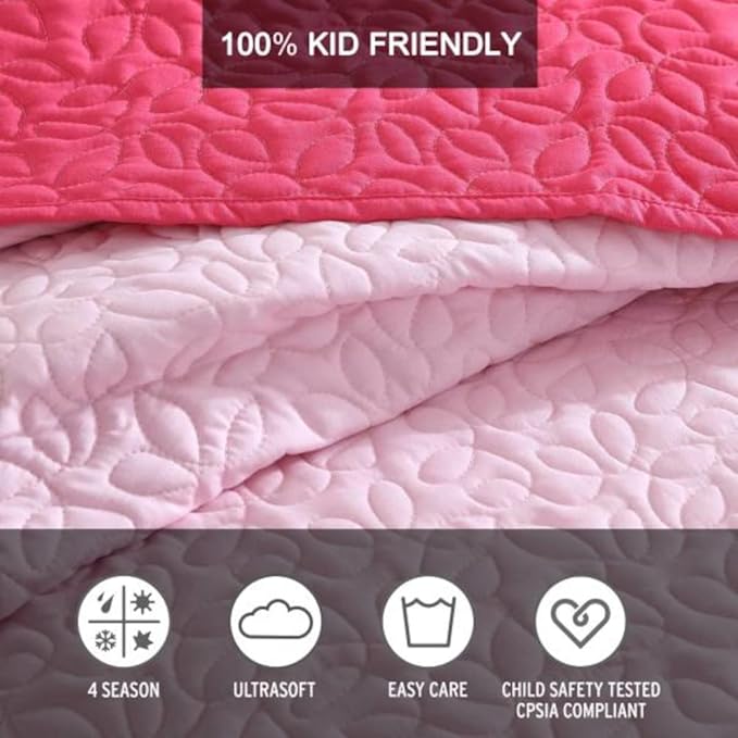 Eddie Bauer - Twin Quilt Set, Reversible Kids Bedding with Matching Sham, Ideal for Toddler Bedding Set (Garden Pink, Twin)