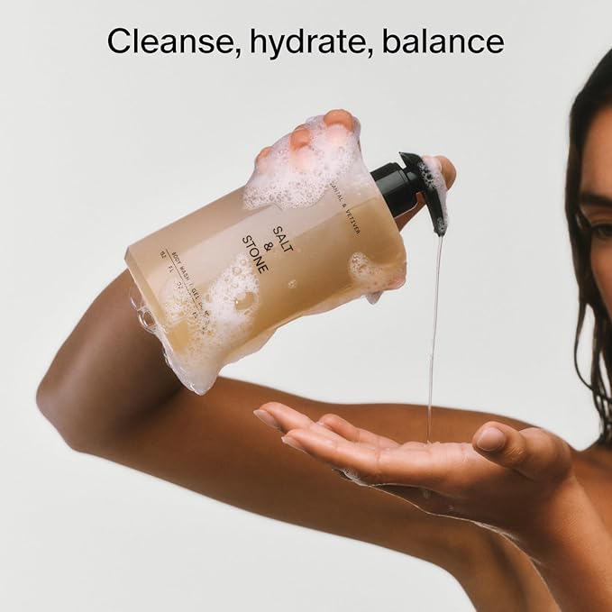 Salt & Stone Body Wash for Women & Men | Neroli & Basil | Hydrating Gel Cleanser | Clean & Soften Skin | Made with Niacinamide & Hyaluronic Acid | Free From Parabens, Sulfates & Phthalates 15.2 fl oz