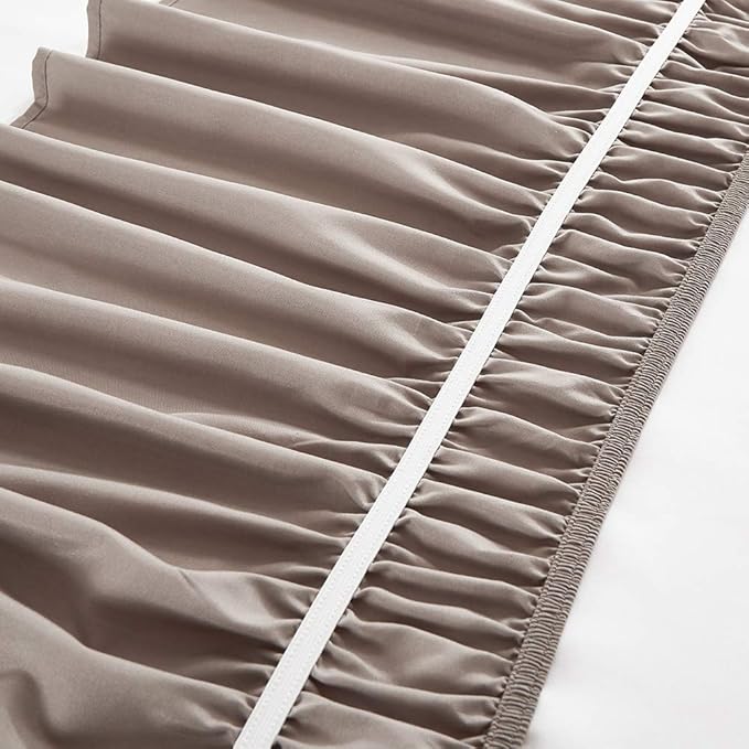 MEILA Wrap Around Bed Skirt Three Fabric Sides Elastic Dust Ruffled 18 Inch Tailored Drop,Easy to Install Fade Resistant-Taupe, Twin/Full