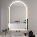 LED Bathroom Mirrors with Lights 32"x48" Arched Mirror for Wall,led Vanity Mirror, Anti-Fog,LED Mirrors with Front Light and Backlit, Anti-Fog, Dimmable, 3 Color, Shatterproof, Touch Sensor