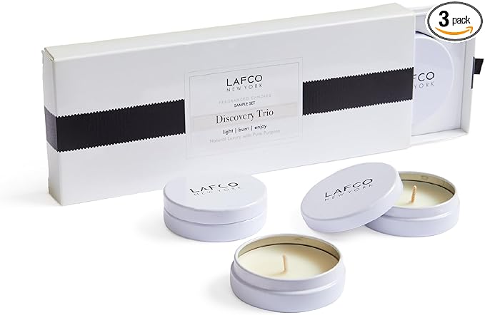 Discovery Trio Absolute: Forest Oakmoss, Lavender Flower & Clary Sage - 3 Fragranced Candle Sample Tins - 4-Hour Burn Time Each - Made in The USA