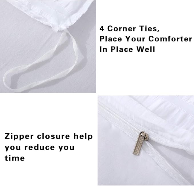 AveLom White Duvet Cover Set California King Size (104 x 98 inches), 3 Pieces (1 Duvet Cover + 2 Pillowcases), Seersucker Soft Washed Microfiber, Textured Duvet Cover with Zipper Closure, Corner Ties