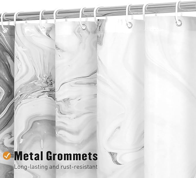 MitoVilla Grey Marble Shower Curtain, Abstract Ombre Fabric Shower Curtains for Modern Bathroom Decor, Luxury Cloth Watercolor Shower Curtain, 72x72