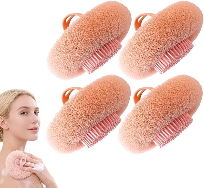 Super Soft Sunflower Suction Cup Bath Ball, 2025 New Exfoliating Bath Bath Sponge Cleaning Brush with Finger Rings for Women and Men (Pink, 4 pcs)