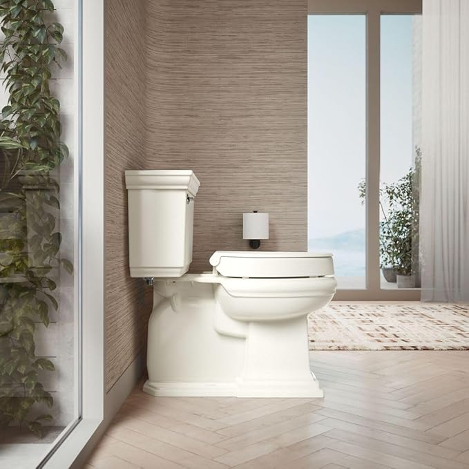 KOHLER 25875-96 Hyten 3" Height, Elevated Soft Close Elongated Toilet Seat, Contoured Seat with Grip-Tight Bumpers, Quick-Attach Hardware, No Slam Toilet Seat, Biscuit