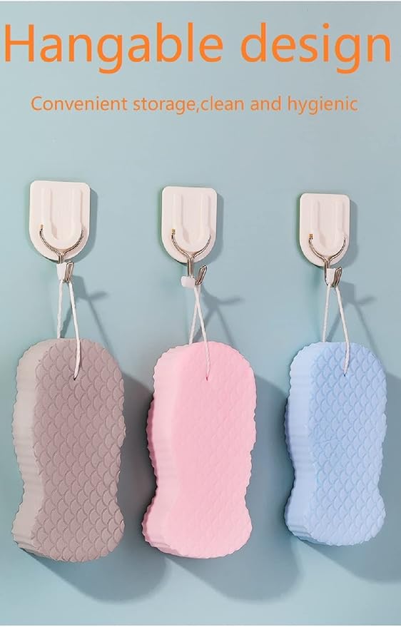 Magic Exfoliating Bath Sponge,3D Super Soft Exfoliating Bath Sponge, Skin Friendly and Reusable for Adults Children and Pregnant Women. (Blue+Pink)