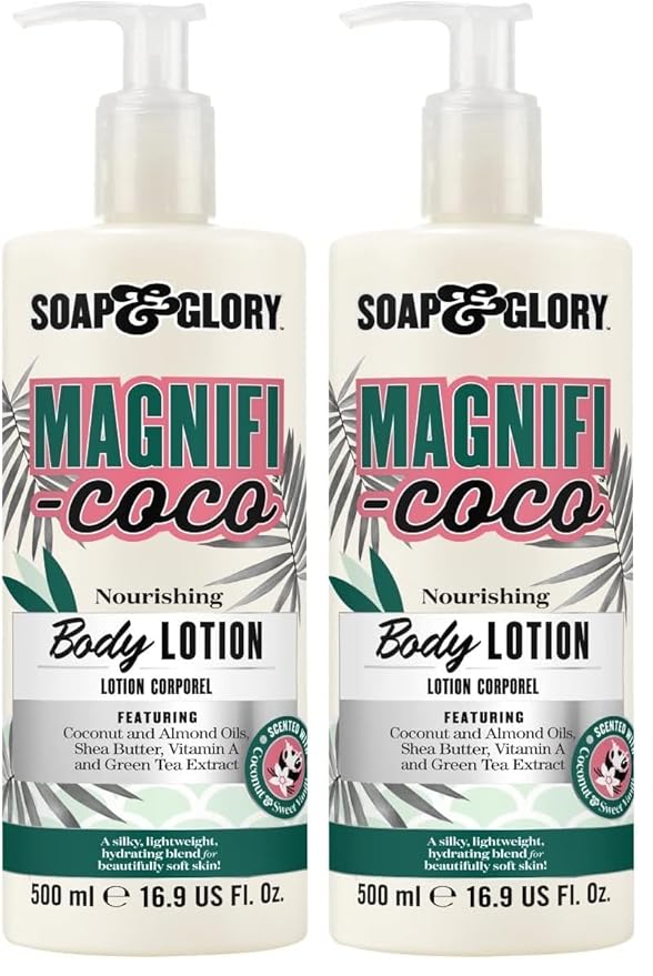 Soap & Glory Magnifi-Coco Body Lotion - Coconut Body Moisturizer with Vitamin A, Shea Butter & Rose Canina Fruit Oils - Rich Moisturizing Lotion for Dehydrated Skin (500ml) (Pack of 2)