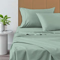Pizuna Pure 100% Cotton Sheets Full Size, 800 Thread Count Long Staple Cotton Crisp Sateen Sheets Full with 15inch Deep Pocket (Combed Sea Foam Cotton Sheets Full)