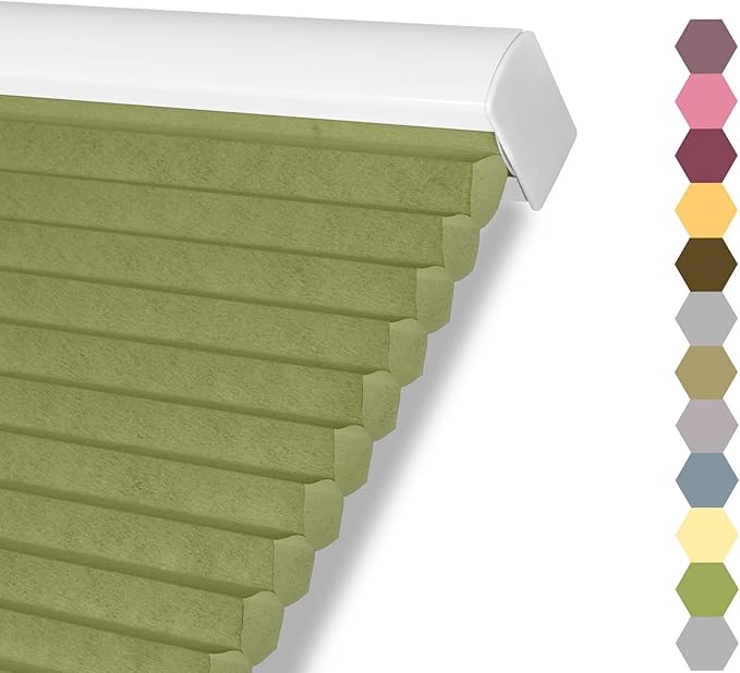 Persilux Custom Cellular Shades Cordless Window Shades Light Filtering Bottom up Honeycomb Blinds UV Protection Room Darkening Blinds for Windows, Office and Living Room Green
