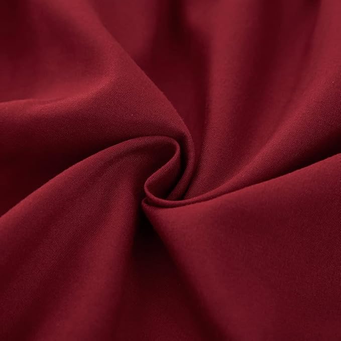 MEILA Wrap Around Bed Skirt Three Fabric Sides Elastic Dust Ruffled 14 Inch Tailored Drop,Easy to Install Fade Resistant-Burgundy, Twin/Full