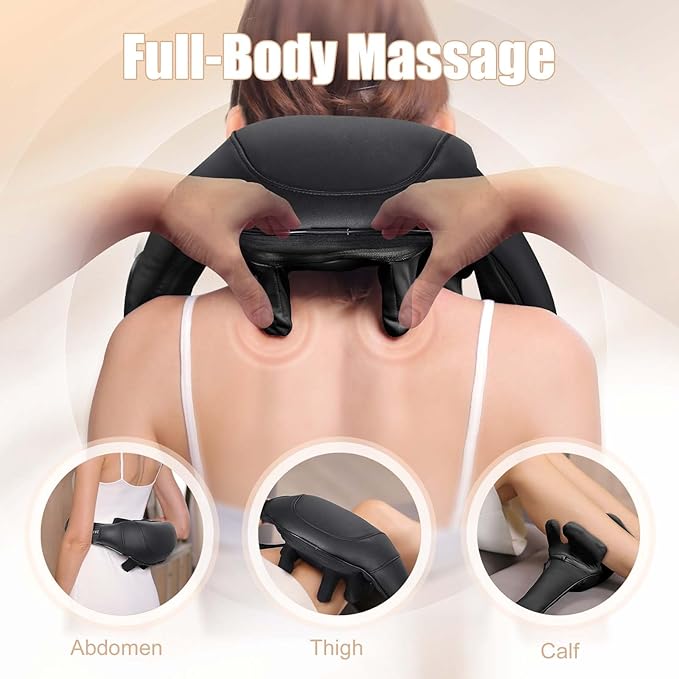 Shiatsu Back and Neck Massager, Cordless Shoulder Massager with Heat, Electric Deep Tissue 3D Kneading Massage Pillow for Shoulder, Leg, Body Muscle Pain Relief, Gifts for Men Women