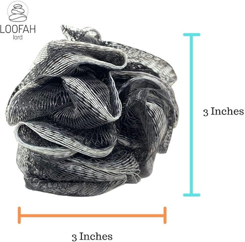 24 Bamboo Charcoal Infused Black Bath or Shower Sponge Loofahs Pouf Medium Mesh Wholesale Bulk LOT