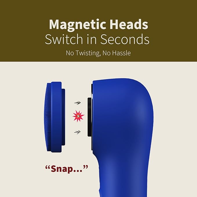 Premium Facial Cleansing Brush,Waterproof Face Scrubber,Spin & Sonic Modes with 3 Intensities,Magnetic 3-Head System for Deep Pore Cleaning, Gentle Exfoliation & Sensitive Skin Care - for Women & Men