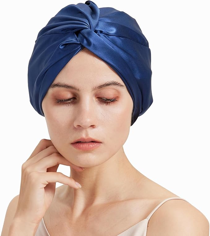 100% Mulberry Silk Bonnet, Double-Layered Hair Bonnet for Sleeping Women, Pure Silk Turban, Night Sleep Hair Wrap