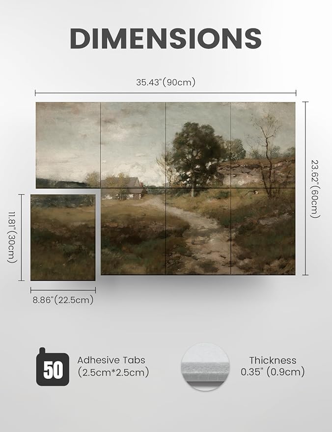Wall Art Acoustic Panels,35''X24''Soundproof Wall Panels-8-Pack with 50 Adhesive Tabs, Decorative Sound Absorbing Panels for Living Room and Recording Studio, Offices-Arkville Landscape