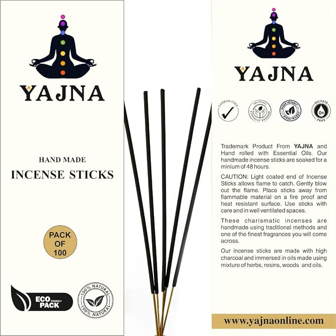 Yajna-Lavender -Incense-Sticks 100%-Natural-Handmade-Hand-Dipped-Incense-Sticks Organic-Chemicals-Free for-Purification-Relaxation-Positivity-Yoga-Meditation The-Best-Woods-Scent (500 Sticks (750GM))