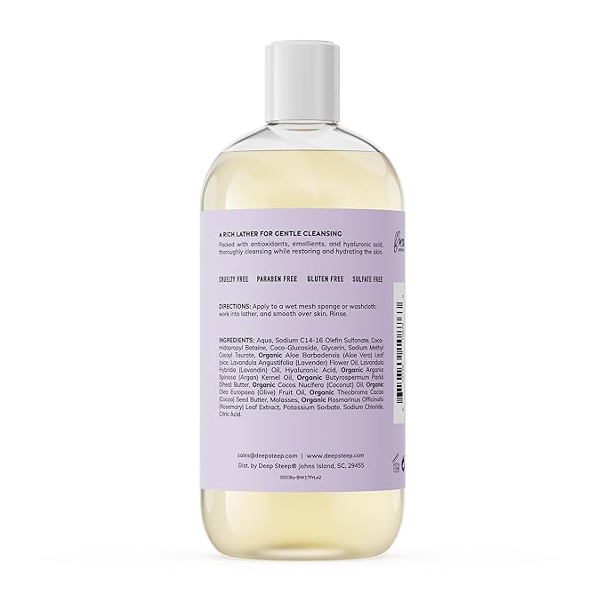 Deep Steep Body Wash, Fresh Lavender, 17 oz – Hydrating Shower Gel with Hyaluronic Acid, Shea Butter, Aloe Vera & Argan Oil – Vegan, Clean Beauty, Clean & Refreshed Skin