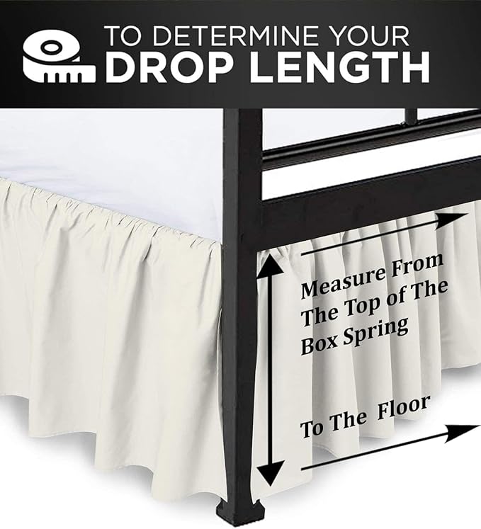 Ruffled Bed Skirt with Split Corners, Ivory, Full 21 Inch Drop Bedskirt, Hotel Quality Brushed Microfiber Wrinkle Free Dust Ruffle Bed Skirt Full Size