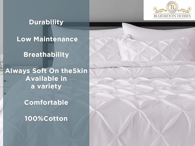 100% Cotton Oversized King Pinch Pleated 800 Thread Count Egyptian Cotton Cover for Comforter Breathable Long Lasting Satee Weave Qulit Duvet Cover - 3 Piece Set (Blush)
