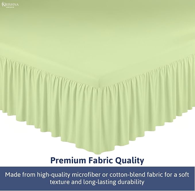 KRISHNA Ruffled Bed Skirt with Split Corners Full, 100% Microfiber Hotel Quality, 14 Inch Drop Dust Ruffle Gathered Bedskirt with Platform, 54" x 75", Sage